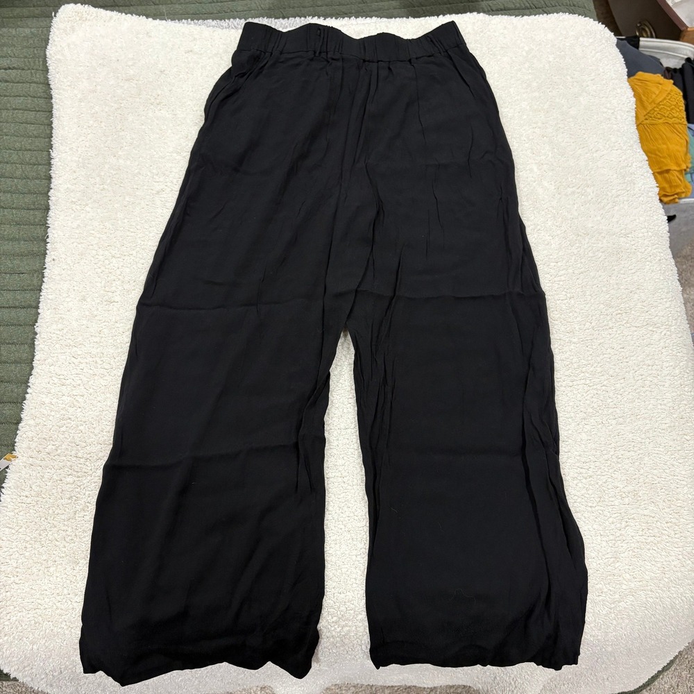 Wilfred Aritzia Faun Tie Waist Wide Leg Crop Black Sheer Lightweight Pant Medium - Picture 3 of 7